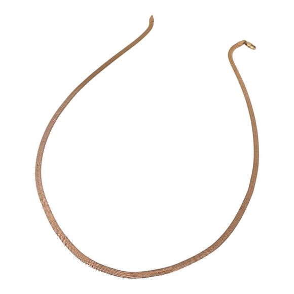 Vintage Herringbone Necklace Flat Chain Gold Plated Classic Chic NB1 - Picture 4 of 5